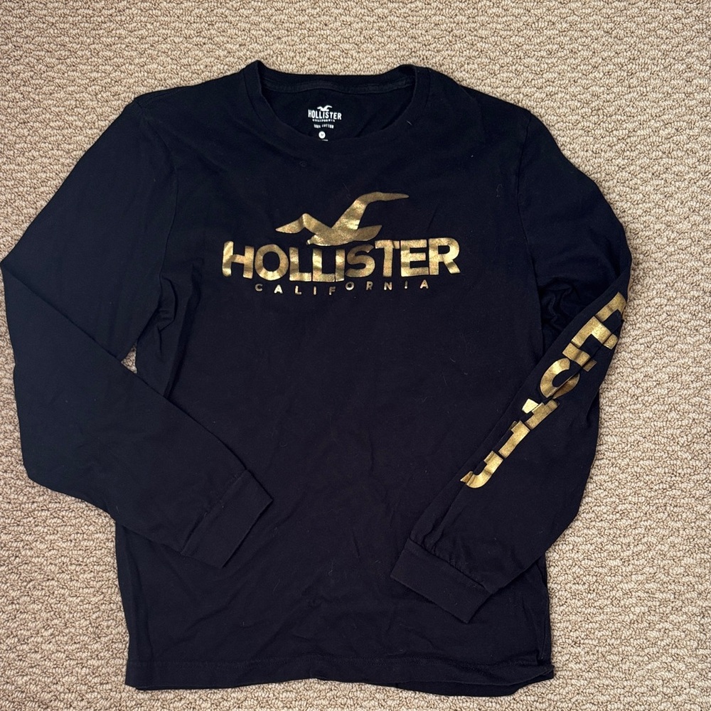 Hollister Black Shirt with Gold Logo